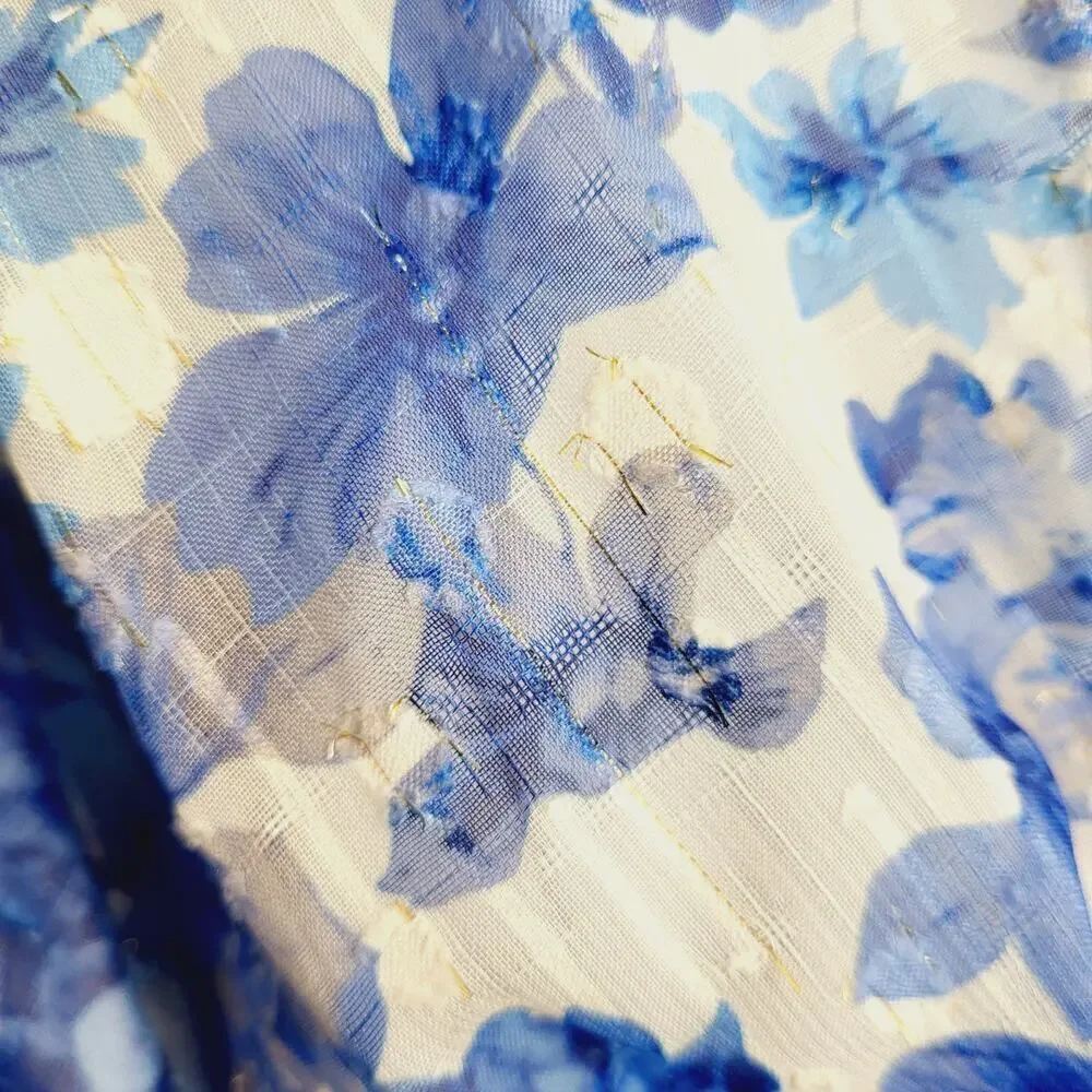 Alex Marie Simone Cobalt Floral Print Puff Sleeve Tiered V-neck Dress 18W NWT - Picture 6 of 14